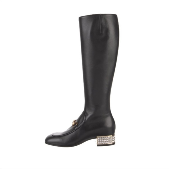 Gucci | Horsebit leather knee boot with crystals NEW - Picture 3 of 17